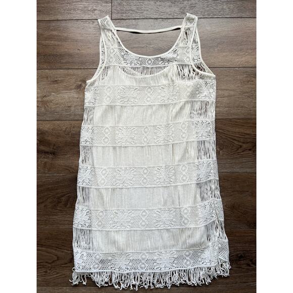 American Eagle Dress Womens Small Cream Sleeveless Fringe Crotchet Boho Festival - Picture 11 of 11